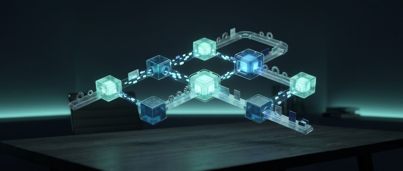 An abstract automation workflow of connected data nodes
