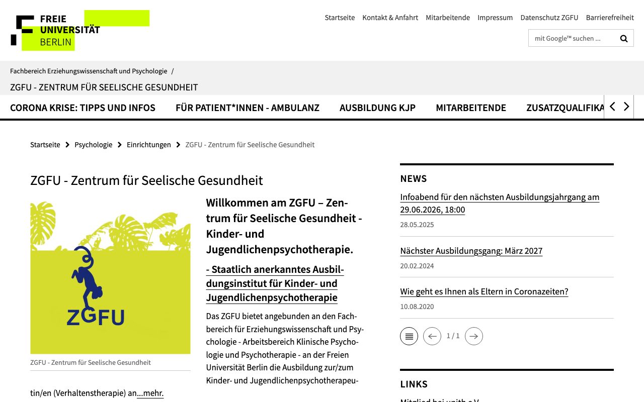 ZGFU — FU Berlin website